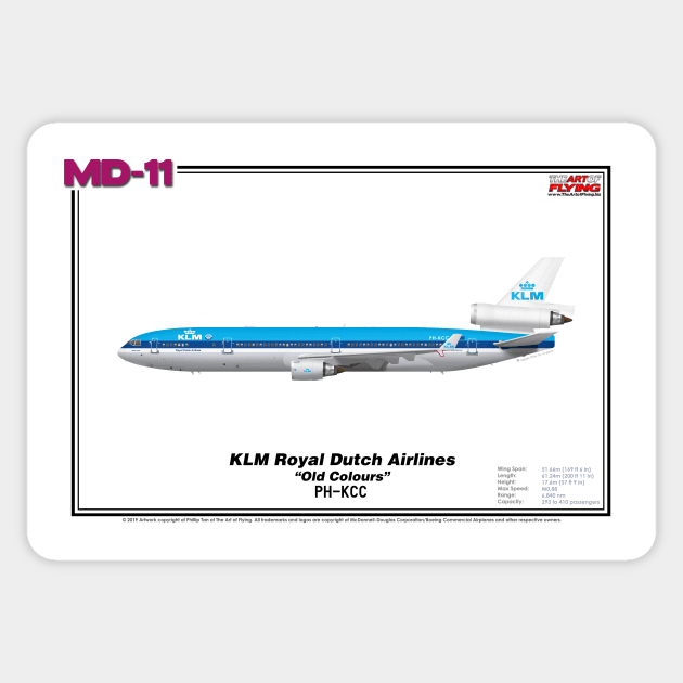 McDonnell Douglas MD-11 - KLM Royal Dutch Airlines (Art Print) Sticker by TheArtofFlying